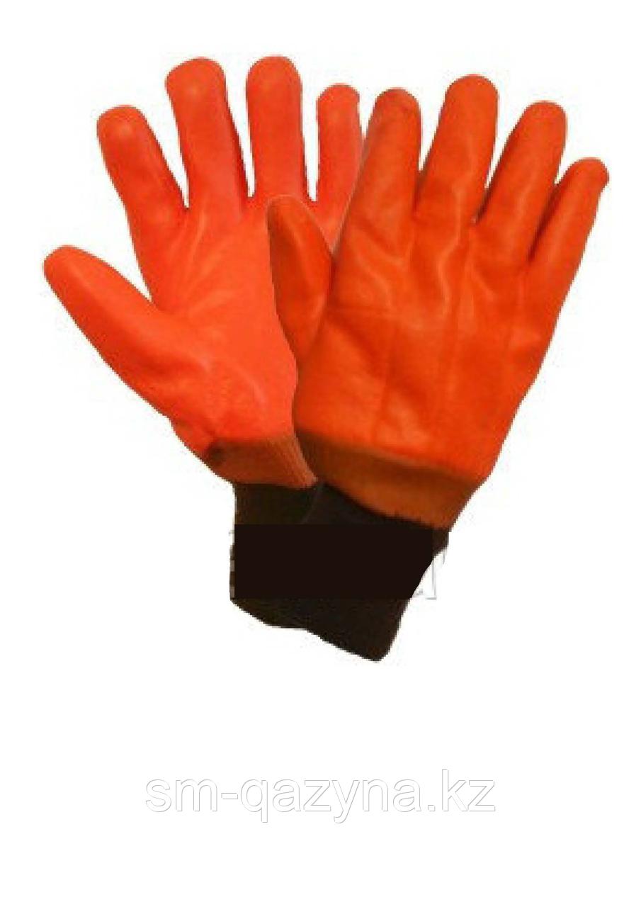 Утепленные перчатки на х/б основе, МБС, морозостойкие полностью облитые ПВХ. манжет трикотаж, АЛЯСКА. - фото 1 - id-p116533190
