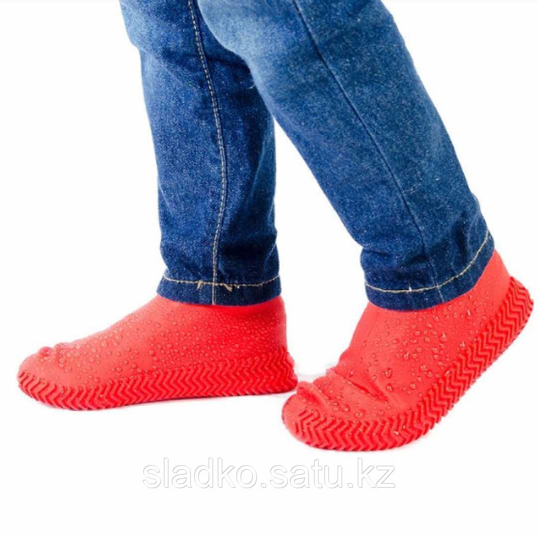 Силиконовый водонепроницаемый чехол многоразовый на обувь красный размер S - фото 1 - id-p116535290