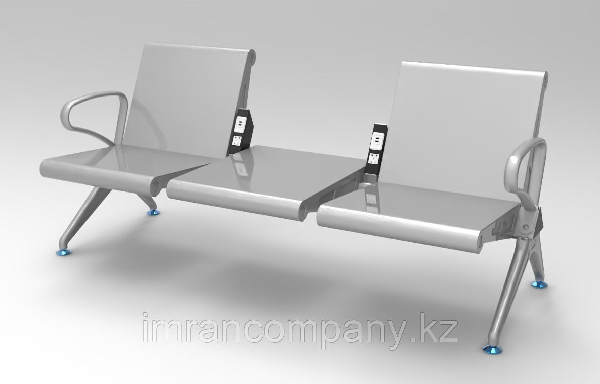 Скамья для зала ожидания с зарядкой для гаджета, фото 1