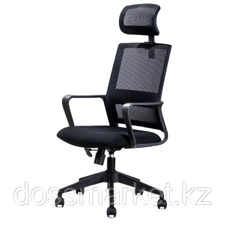 Кресло офисное Deli "Executive", ткань, спинка сетка, подголовник, черное - фото 1 - id-p116537573