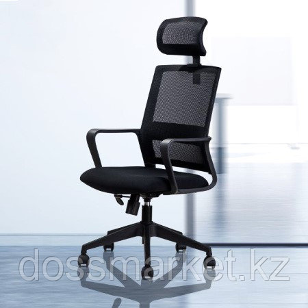 Кресло офисное Deli "Executive", ткань, спинка сетка, подголовник, черное - фото 3 - id-p116537573