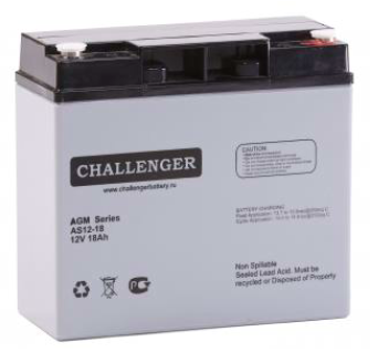 Стационарная свинцово кислотная AGM батарея Challenger AS12-18 12V 18Ah - фото 1 - id-p116537647