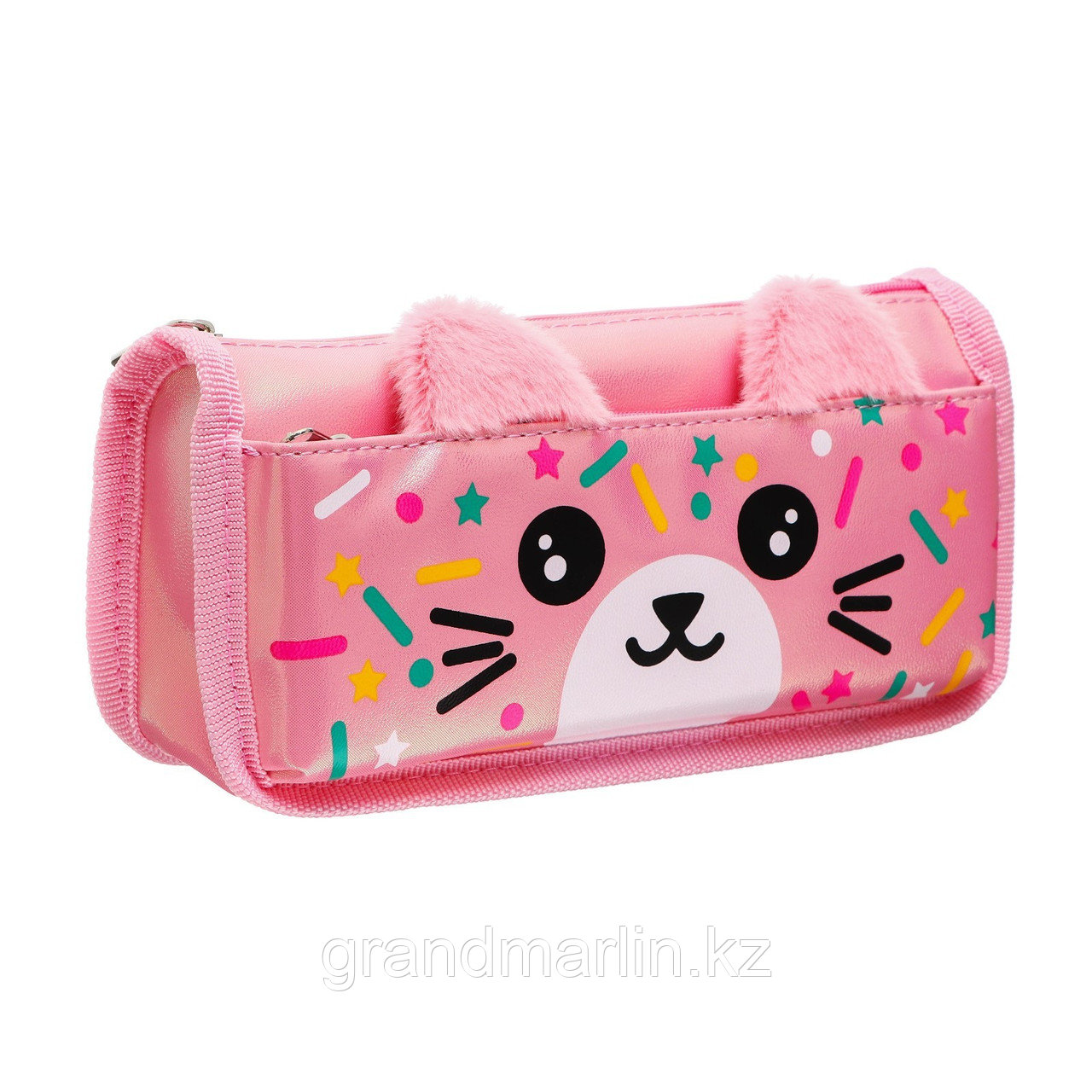 Пенал мягкий, 1 отделение, 85 х 210 х 55 мм, объёмный, deVENTE, Donut Cat, искусственная кожа, аппли, фото 1