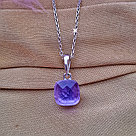 Серебряная цепочка с кулоном "Лучезарная". фиолетовый, фото 2