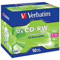 Verbatim Диск CD-RW 700Mb 12x Jewel case (10шт) (43148)