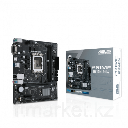 Материнская плата ASUS PRIME H610M-R D4-SI, LGA1700 2xDDR4 4xSATA3 M.2 D-Sub DVI mATX, фото 1