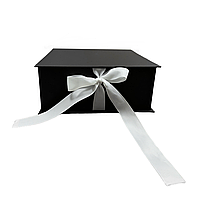 Подарочная коробка с лентой, 235х95х235 мм, черная