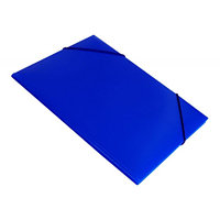 Папка на резинке Бюрократ, А4 пластиковая, 500 мкм, корешок 30 мм., синяя