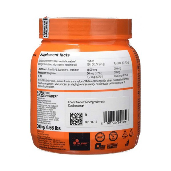 Л-карнитин L-Carnitine Xplode Powder, 300 g, Olimp Nutrition Cherry - фото 2 - id-p106688940