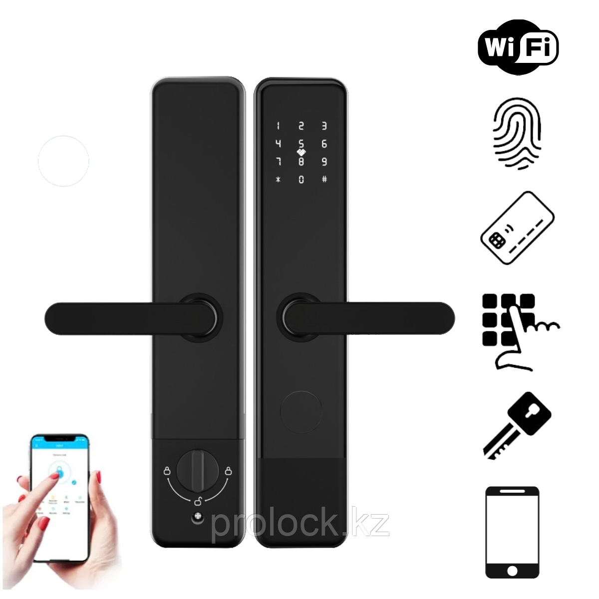 Электронный биометрический дверной смарт замок Prolock S003 Wi-Fi черный
