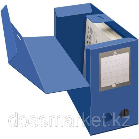 Архивный короб Бюрократ, вырубная застежка, 330x120x245 мм, 1000 мкм, пластик, синяя - фото 2 - id-p116555236
