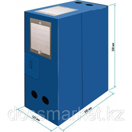 Архивный короб Бюрократ, вырубная застежка, 330x120x245 мм, 1000 мкм, пластик, синяя - фото 3 - id-p116555236
