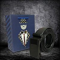 Ремень мужской кожаный автомат 4х125 см черный (1)