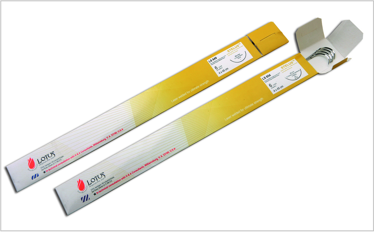 Шовный хирургический материал Stelus® — монофиламентная шовная нить из нержавеющей стали 316 L