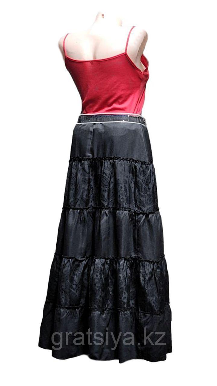 Многоярусная юбка с воланами черная Длинная - фото 5 - id-p97506535
