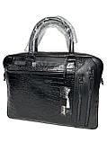 Мужская сумка-портфель из кожи "Bond Non" для переноски документов. Высота 29 см. ширина 39 см, глубина 8 см., фото 3