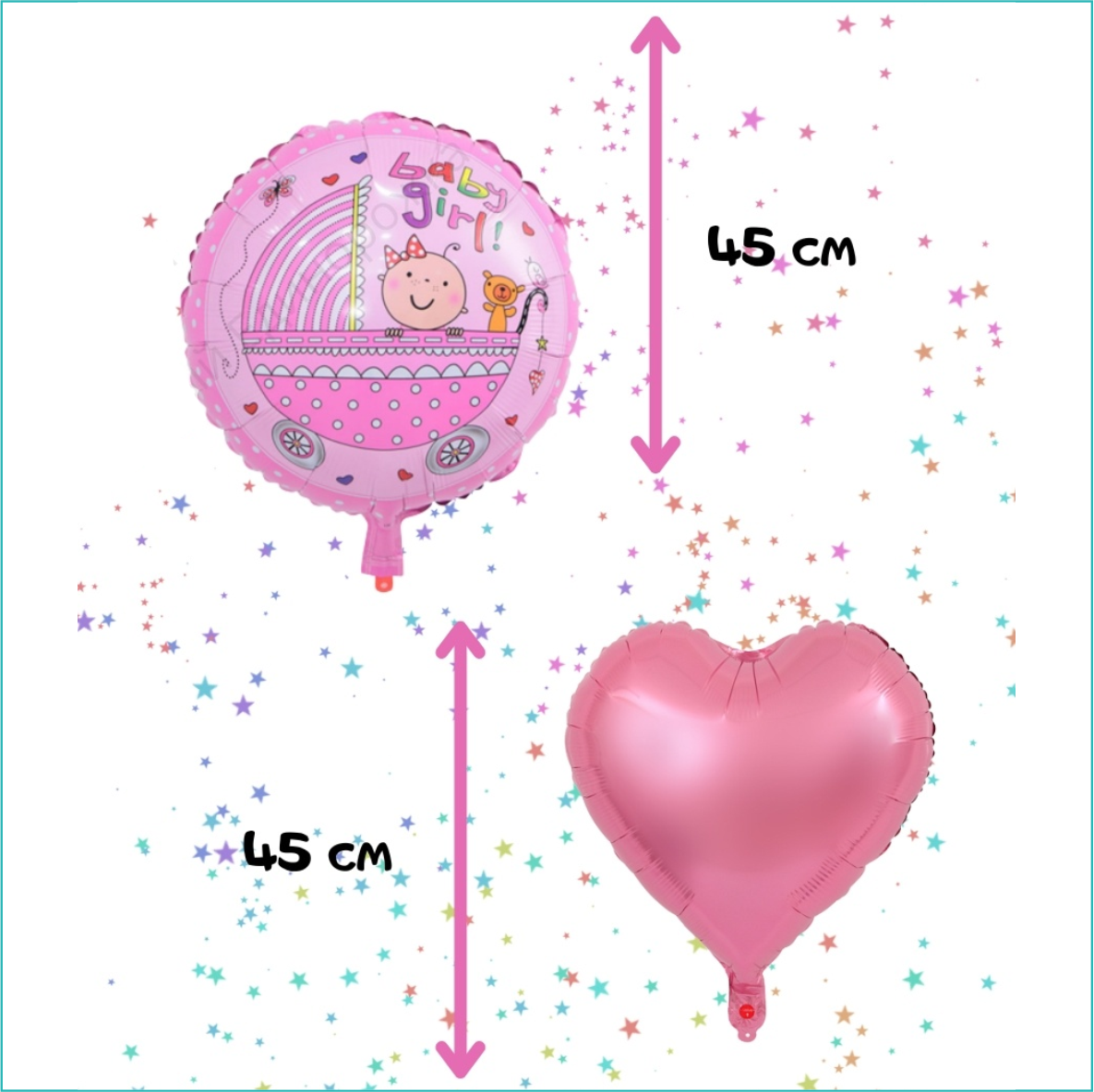 Набор фольгированных воздушных шаров на выписку "Baby Girl (5 шт.) - фото 2 - id-p116564863