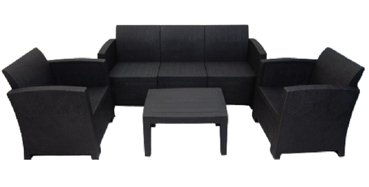 Набор Мебели с Подушками - Диван 3-х местный, 2 Кресла, Столик. Пластик под Ротанг - фото 1 - id-p116499501