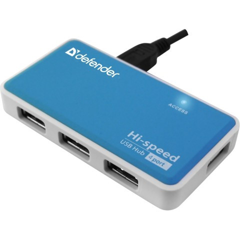 Разветвитель Defender Quadro Power USB2.0, 4 порта HUB, блок питания 2A - фото 1 - id-p116566190