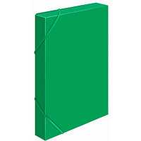 Папка-короб на резинке Бюрократ, А4 пластиковая, 500 мкм, корешок 25 мм., зеленая