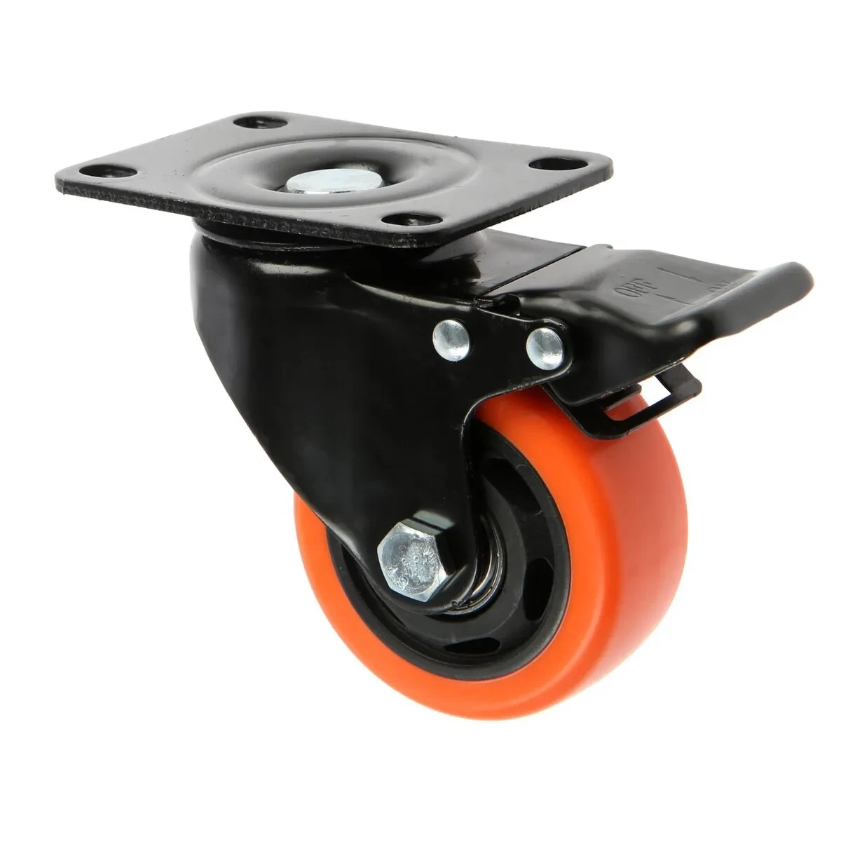 Колесо поворотное с двойным тормозом Orient WDBP075 d=75мм полиуретан