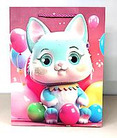 Пакет подарочный детский Котик розовый 23х18х10 см