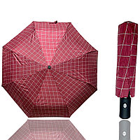 Складной зонт полуавтомат в клетку 95 см бордовый
