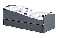 Детская кровать Letmo мягкая с ящиком 160x70 см графит