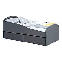 Детская кровать Letmo мягкая с ящиком 190x80 см графит
