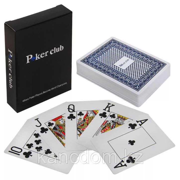 Карты игральные пластиковые "Poker club" синяя рубашка, 54шт - фото 1 - id-p116607552
