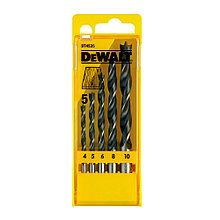 DeWalt, DT4535, Набор спиральных сверл по дереву (5 шт): 4, 5, 6, 8, 10 мм в пластиковой кассете, шт