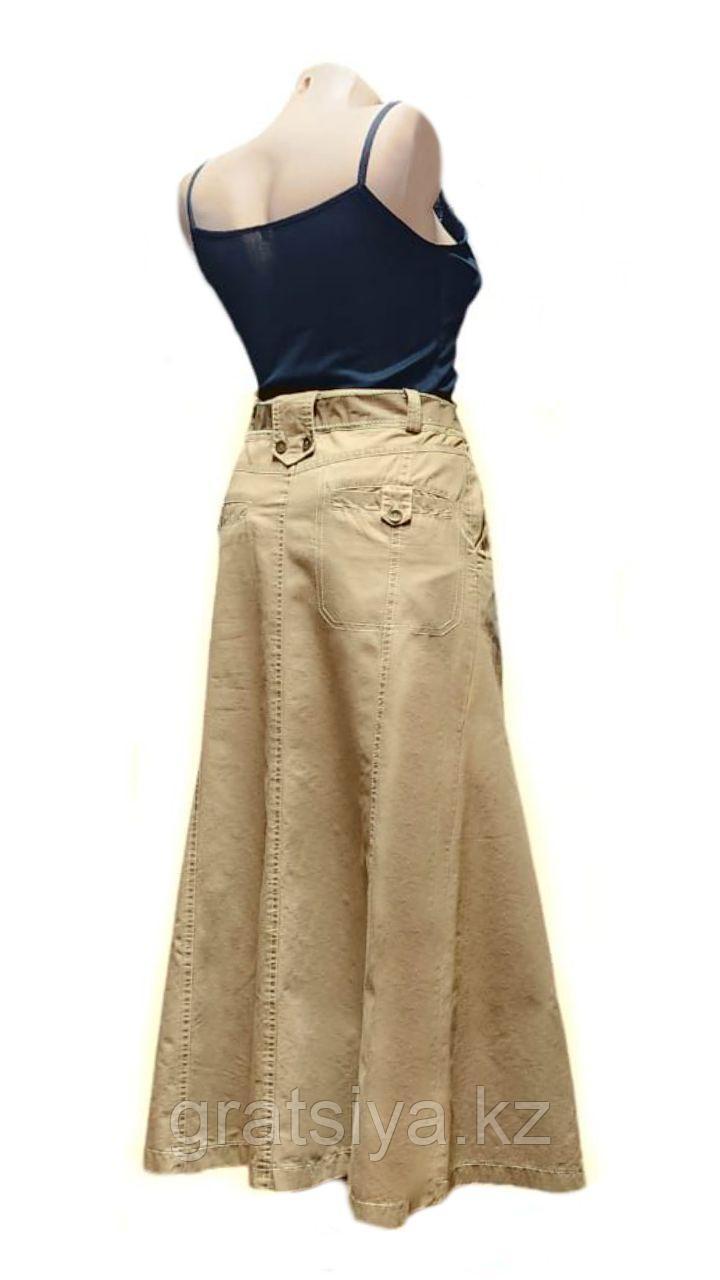 Летняя джинсовая юбка бежевая Макси - фото 4 - id-p100294269