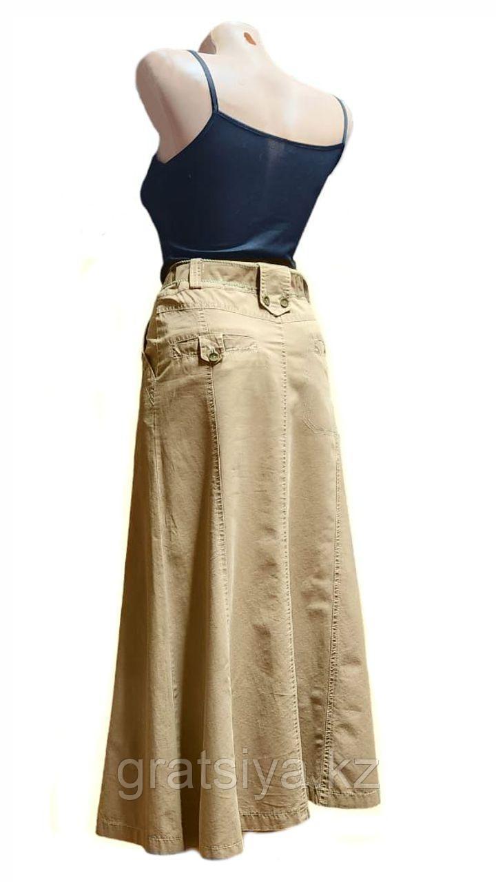 Летняя джинсовая юбка бежевая Макси - фото 5 - id-p100294269