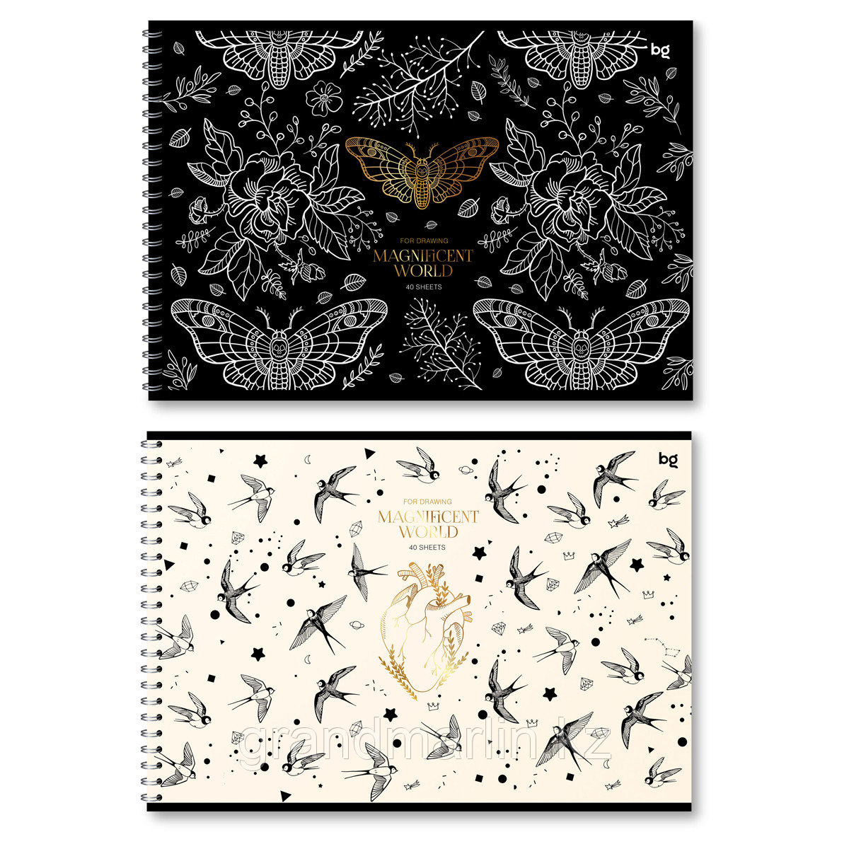Альбом для рисования 40л., А4, на гребне BG "Magnificent", матовая ламинация, тиснение фольгой, фото 1