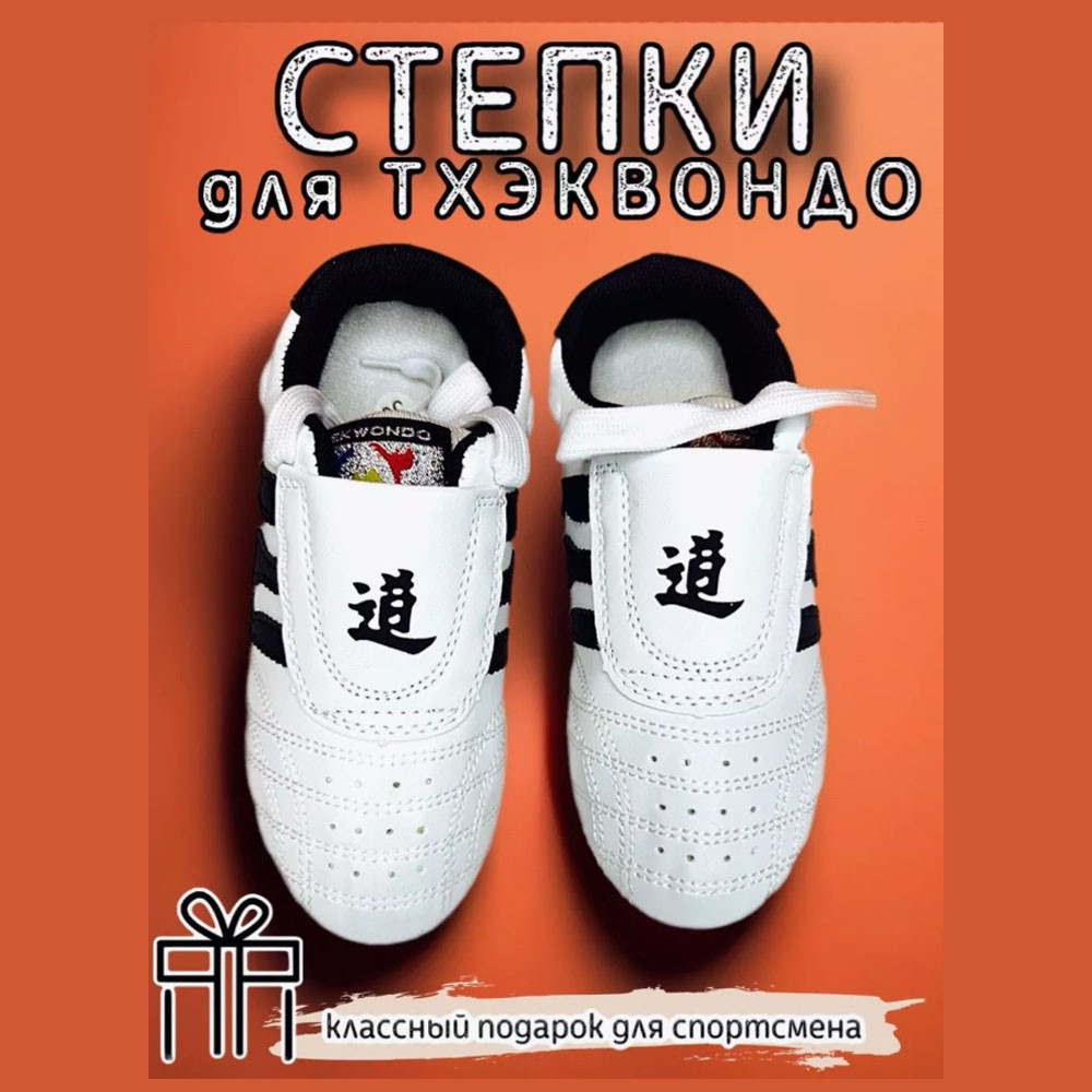 Обувь для тхэквондо соги\степки на шнурках черно-белые - фото 1 - id-p116618818