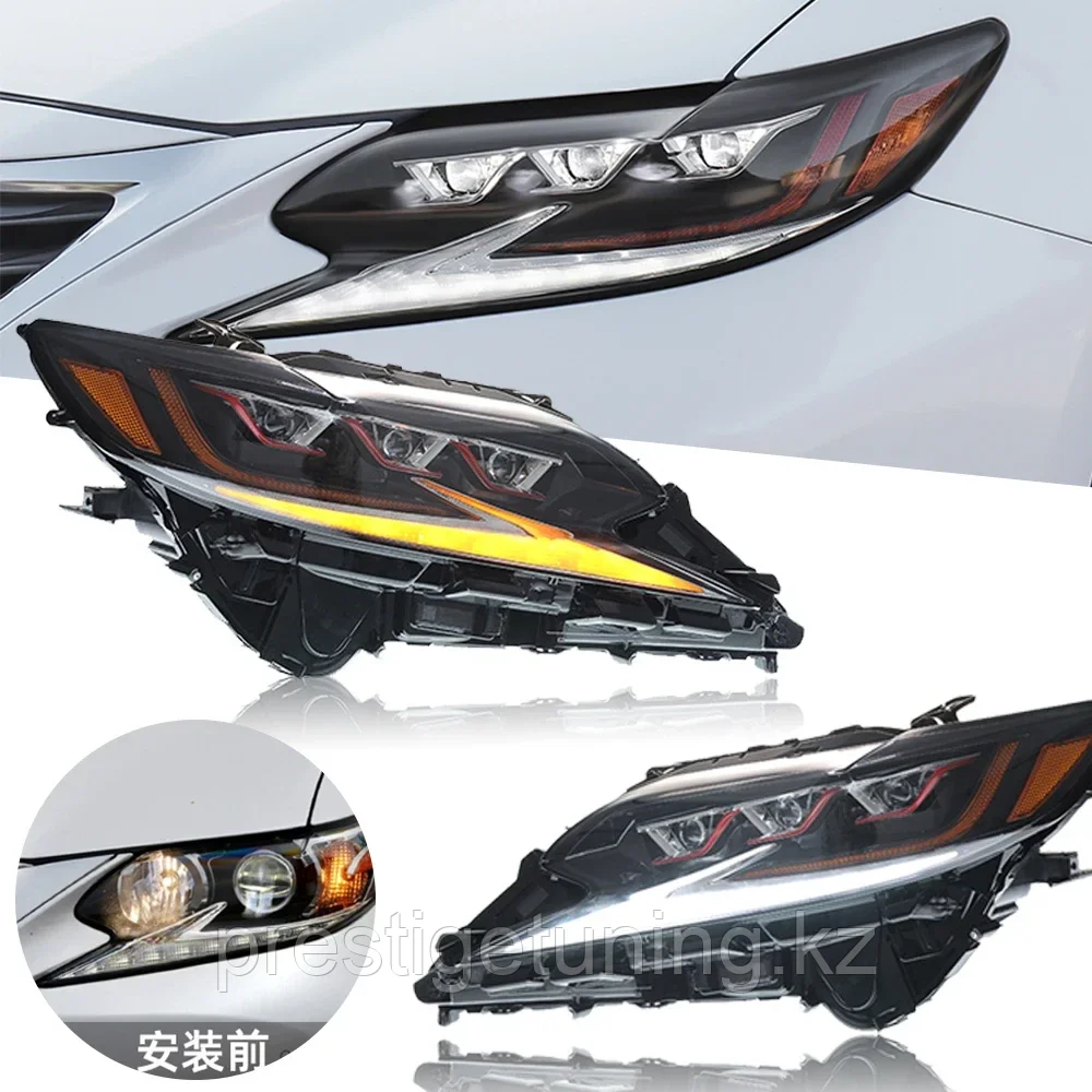Передние фары на Lexus ES 2015-18 дизайн 2021 F-Sport - фото 3 - id-p98489706