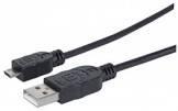 Кабель Manhattan USB 2.0, A (M) - Micro-B (M), черный, 0,5 м 325677