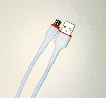 USB cabel  microUSB  1,0м ткань/ пластик, белый, без упаковки