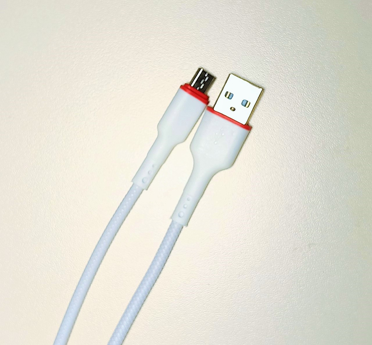 USB cabel microUSB 1,0м ткань/ пластик, белый, без упаковки - фото 1 - id-p116622484