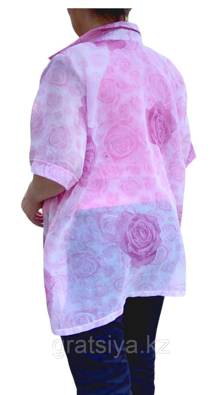 Летняя женская рубашка с коротким рукавом Больших Размеров - фото 5 - id-p99930014