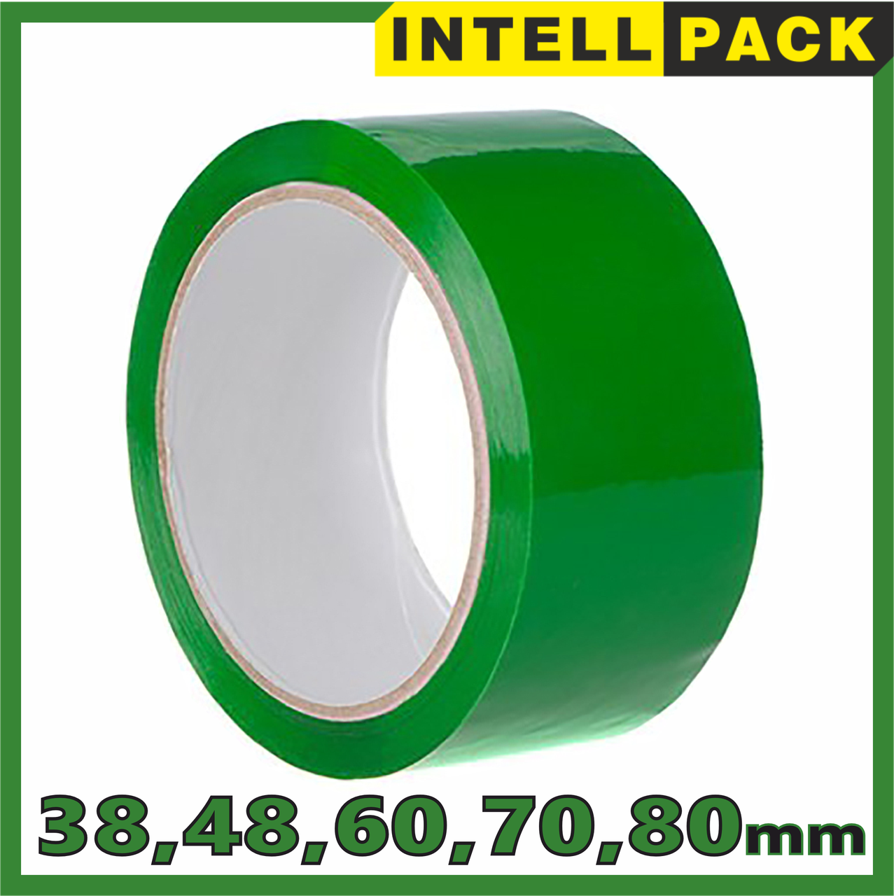 Скотч зеленый упаковочный 45-88мкм, ширина: 38, 48, 60, 70, 80 мм INTELLPACK - фото 1 - id-p100905337