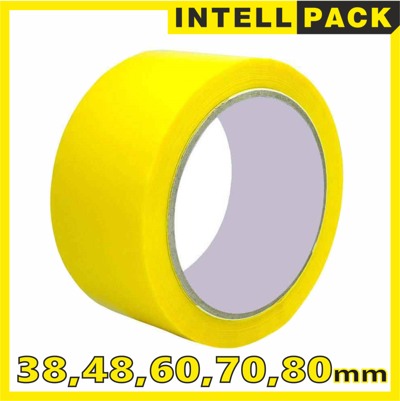 Скотч желтый упаковочный 45-88мкм, ширина: 38, 48, 60, 70, 80 мм INTELLPACK