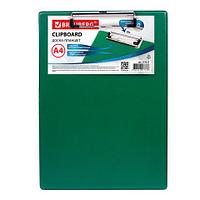 Доска-планшет BRAUBERG "NUMBER ONE" с прижимом А4 (228х318 мм), картон/ПВХ, ЗЕЛЕНАЯ