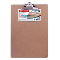 Доска-планшет БОЛЬШОГО ФОРМАТА (320х460 мм), А3, BRAUBERG "Eco" с прижимом, МДФ, 3 мм, СВЕТЛО-КОРИЧНЕВАЯ