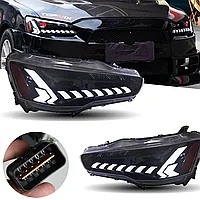 Передние фары на Mitsubishi Lancer 2007-19 тюнинг FULL LED (Красный глаз)