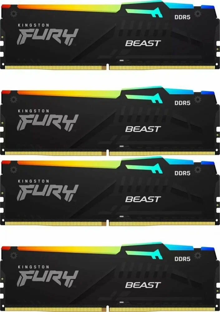 Модуль памяти Kingston Fury Beast RGB XMP KF556C40BBAK4-128 DDR5 DIMM 128Gb Kit(2x32G) 5600 MHz CL40