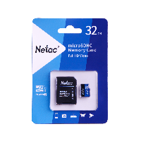 Карта памяти MicroSD Netac P500 Standart 32GB 90MB/s Class 10 + SD Adapter NT02P500STN-032G-R