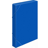 Папка-короб на резинке Бюрократ, А4 пластиковая, 500 мкм, корешок 25 мм., синяя