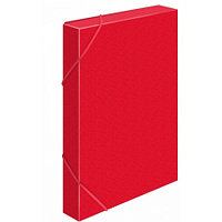 Папка-короб на резинке Бюрократ, А4 пластиковая, 500 мкм, корешок 25 мм., красная