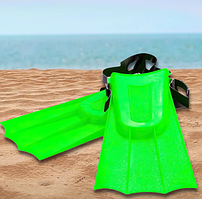 Ласты пластиковые с открытой пяткой размер регулируется, подростковые, зеленые